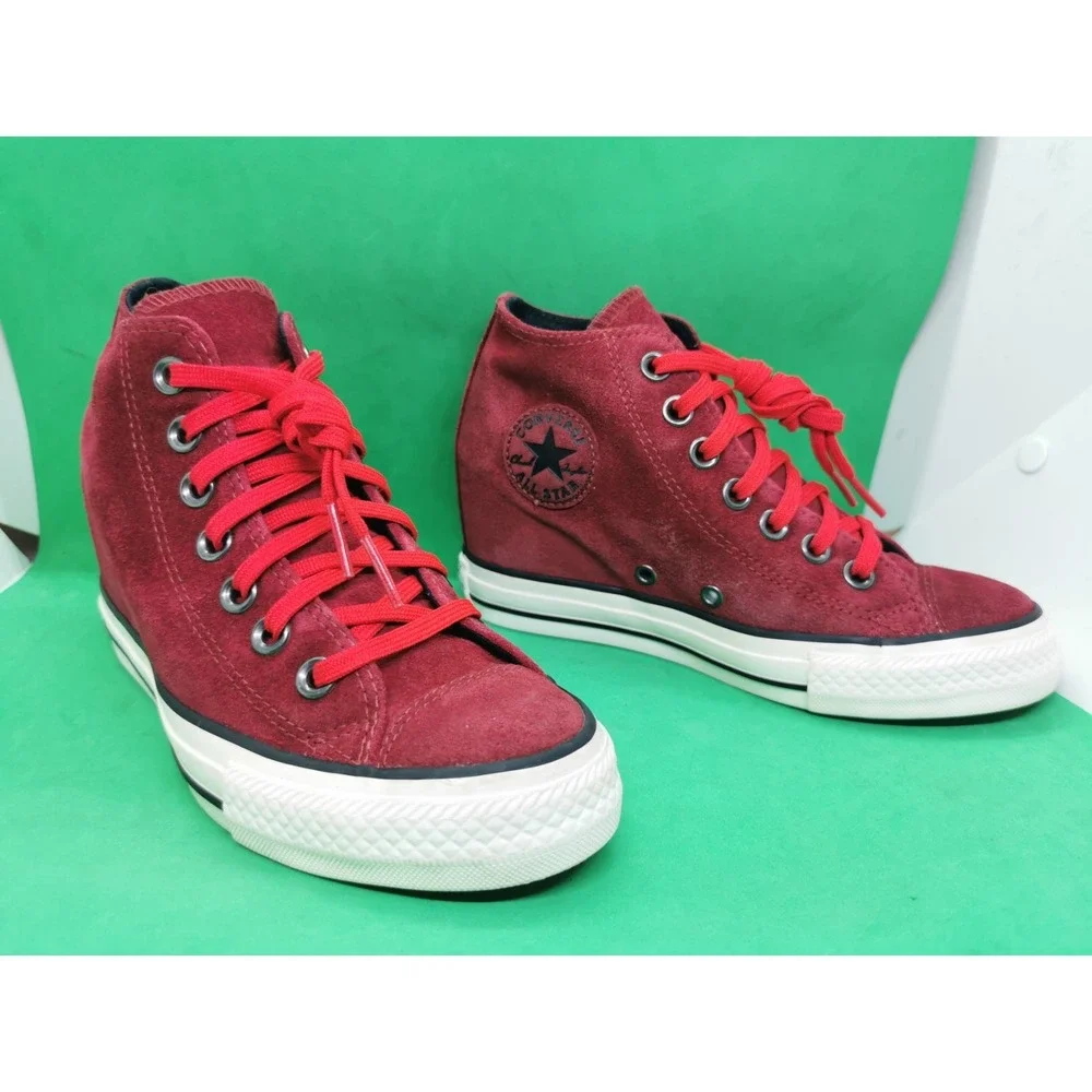Converse Chuck Taylor Dahlia Lux Burgundy Suede Hidden Wedge Heel Sneaker Size 6